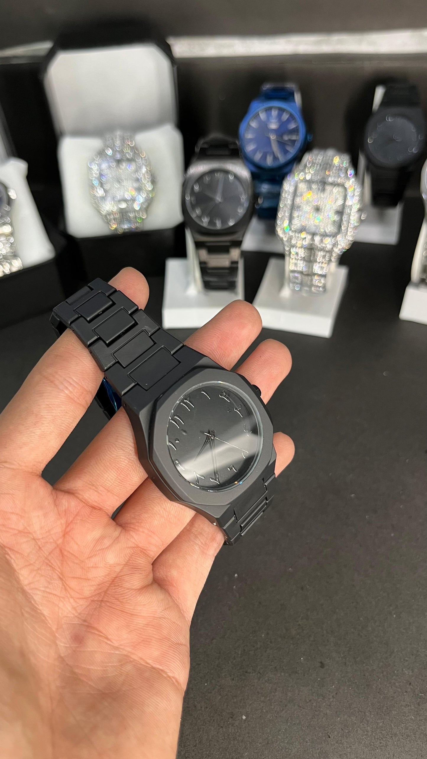 Black Arabic Aura Watch Analog WristWatch