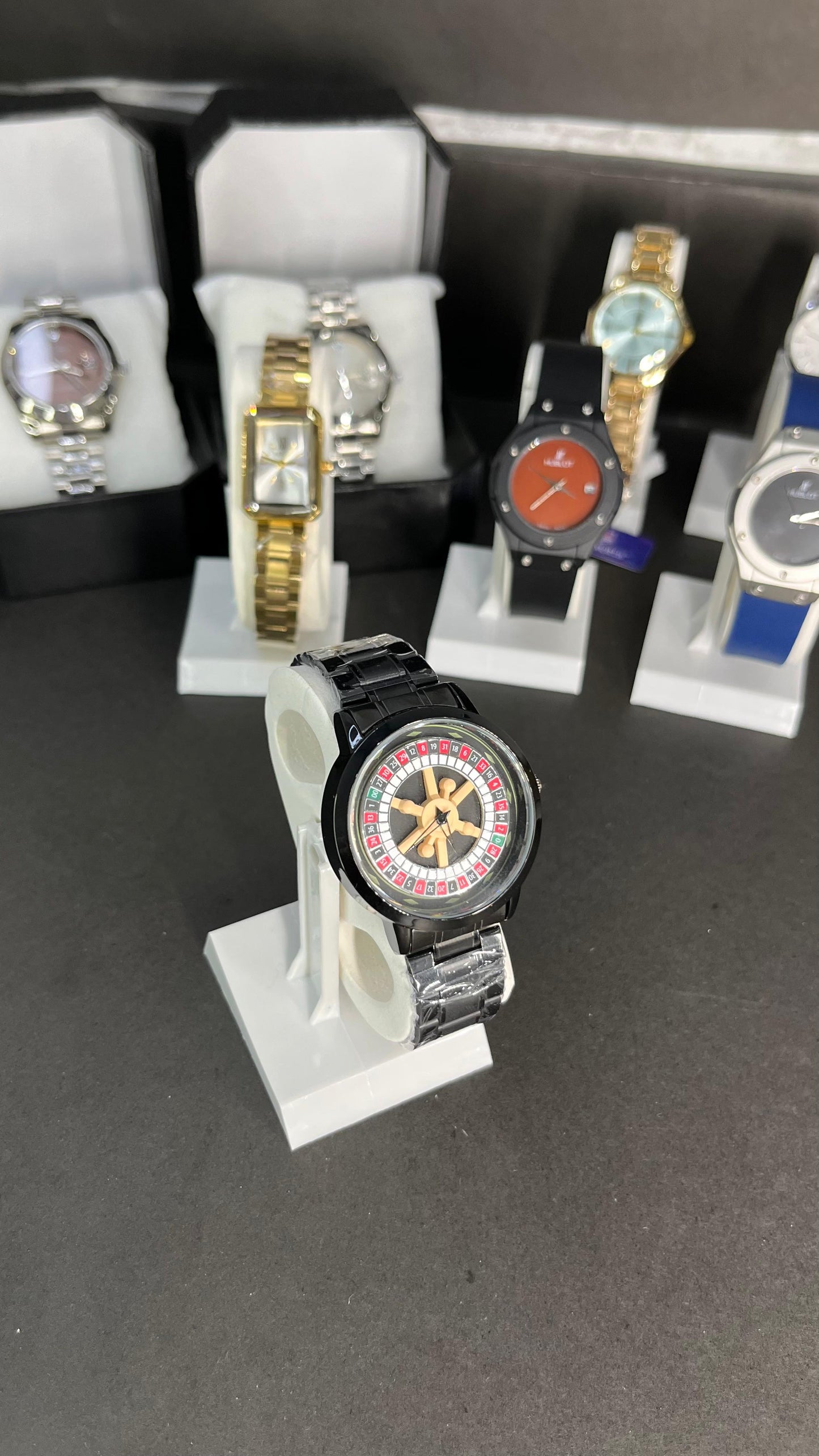 Rotating Dial Wristwatch with a roulette wheel–inspired design.