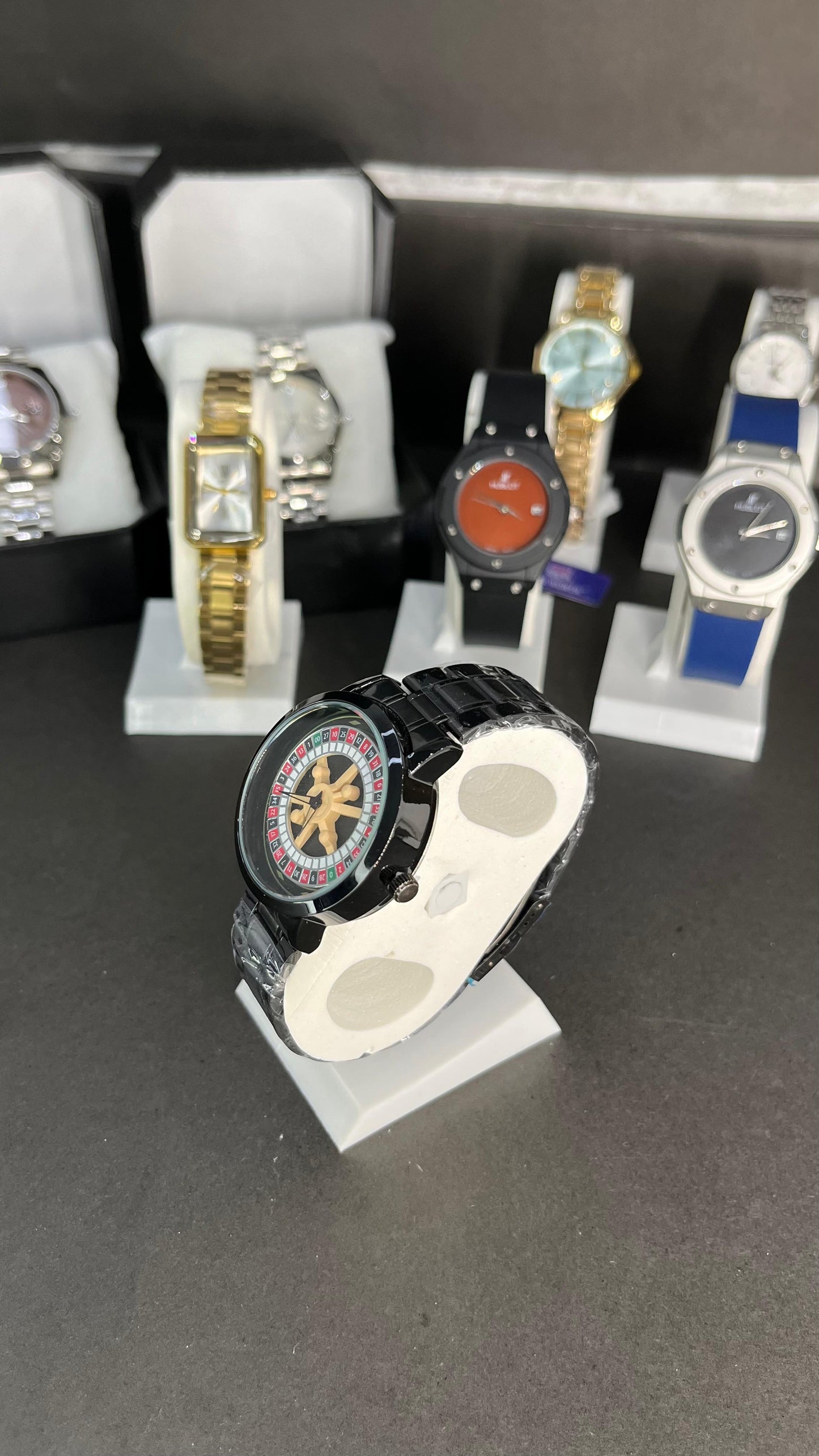 Rotating Dial Wristwatch with a roulette wheel–inspired design.