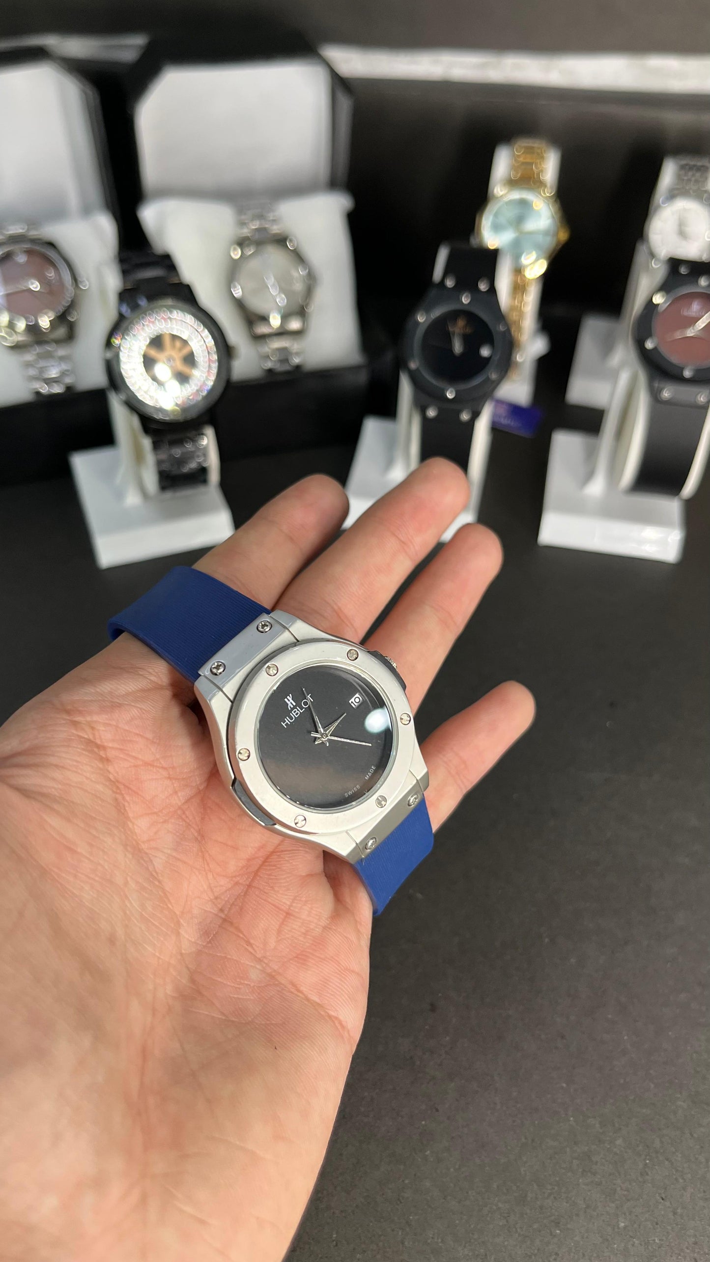 Hublot Ladies Watch – Black Dial with Elegant Blue Strap