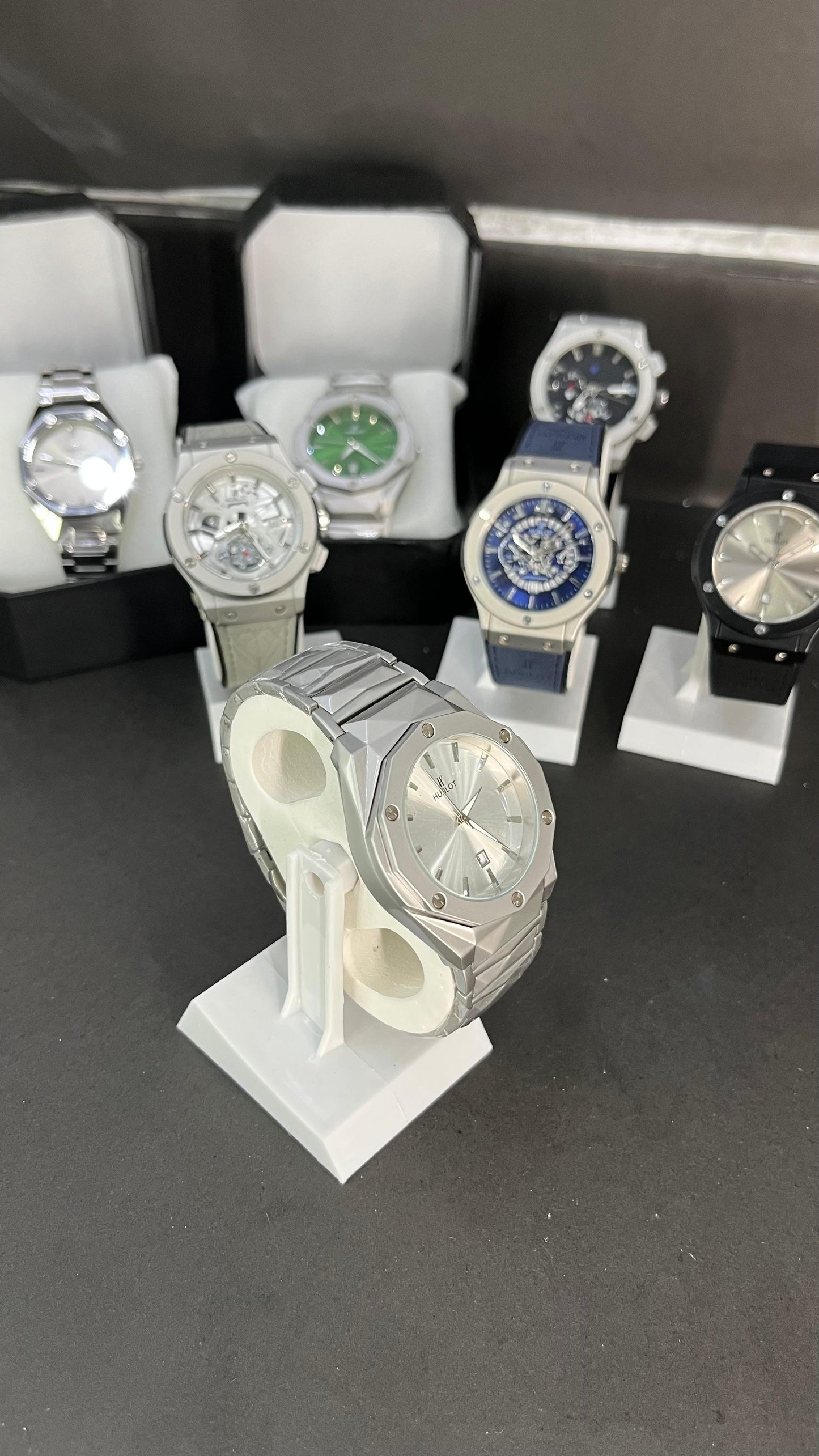 ublot Men’s Watch – Silver Stainless Steel with White Dial