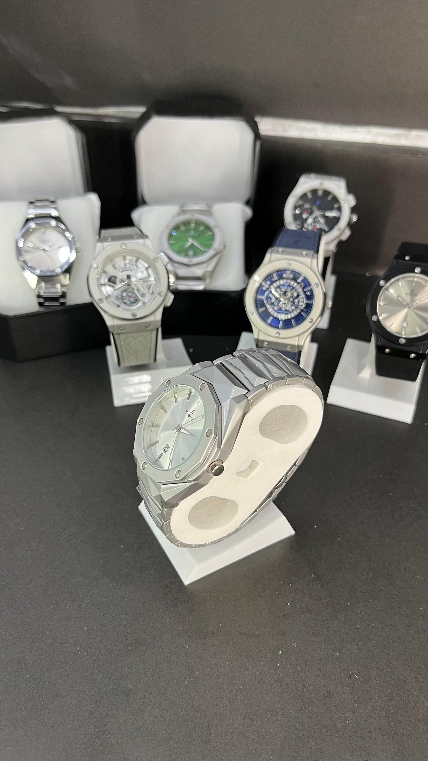 ublot Men’s Watch – Silver Stainless Steel with White Dial