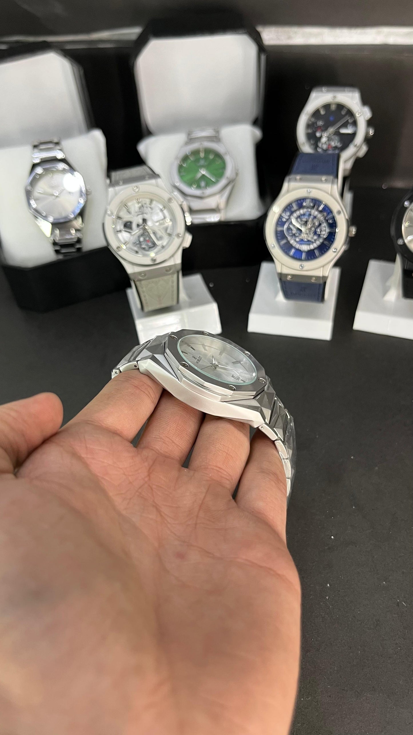 ublot Men’s Watch – Silver Stainless Steel with White Dial