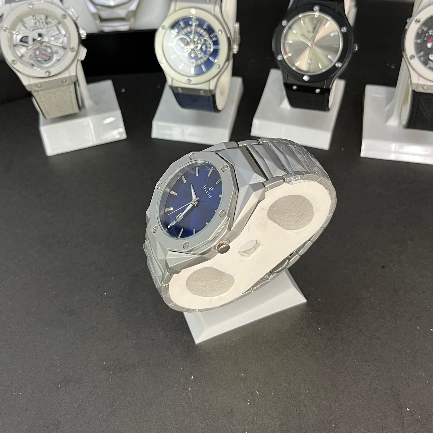 Hublot Men’s Watch – Silver Stainless Steel with Blue Dial