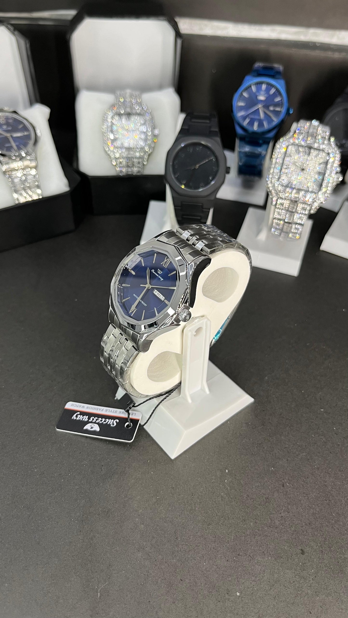 Elegant Blue Dial Stainless Steel Strap Watch – Success Way