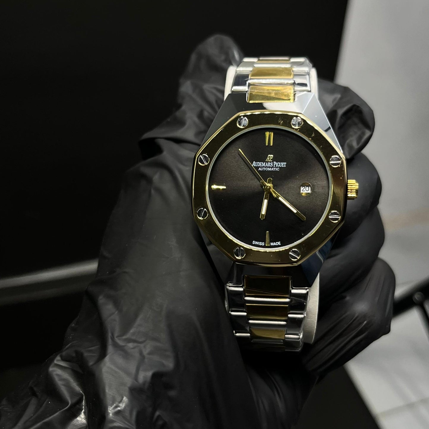Luxury Two-Tone Black Dial Automatic Watch – Stainless Steel & Gold Finish