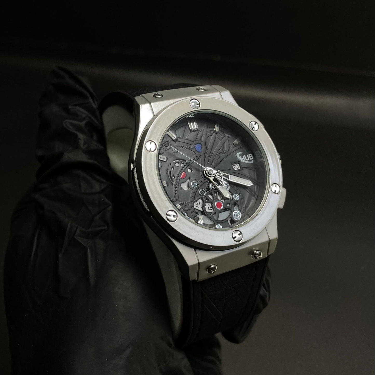 Hublot Men’s Luxury Strap Watch – Black Dial with Chronograph Design