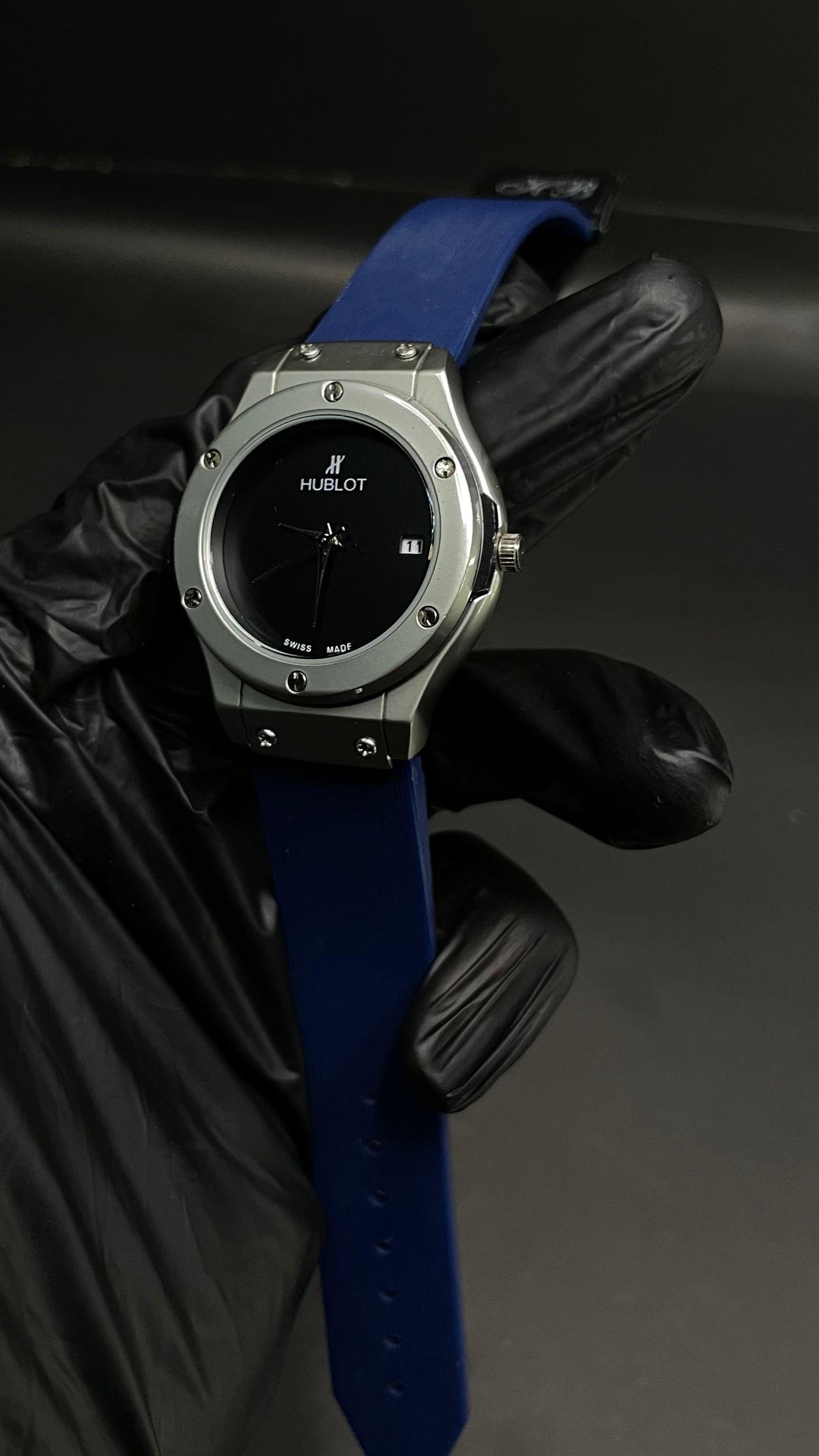 Hublot Ladies Watch – Black Dial with Elegant Blue Strap