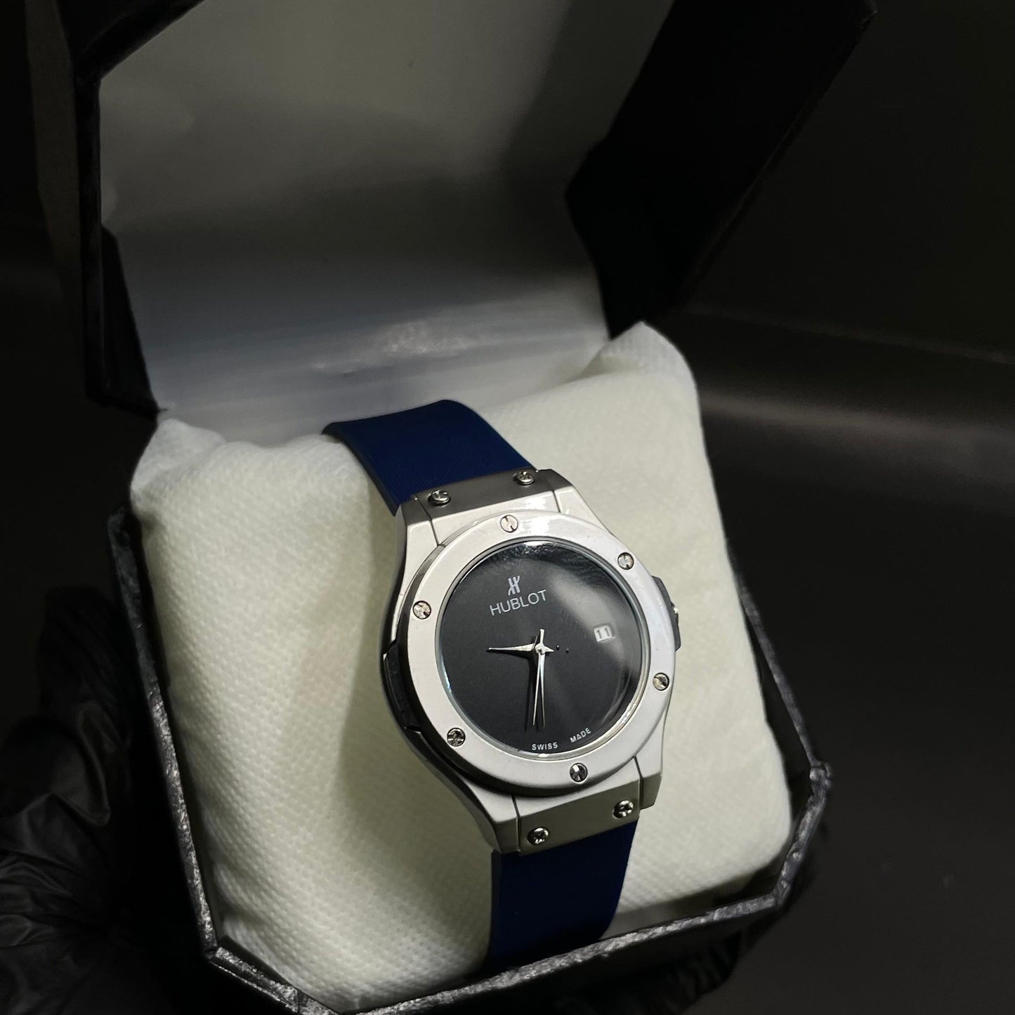 Hublot Ladies Watch – Black Dial with Elegant Blue Strap
