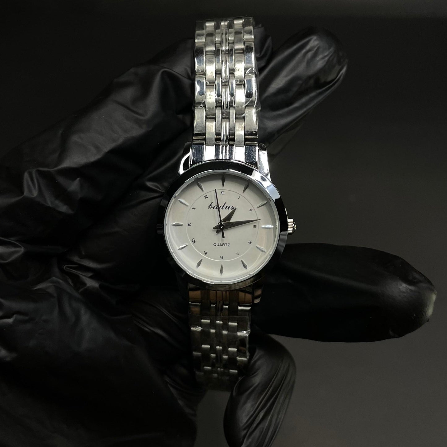 Badus Classic Silver Women Watch – White Dial with Stainless Steel Bracelet