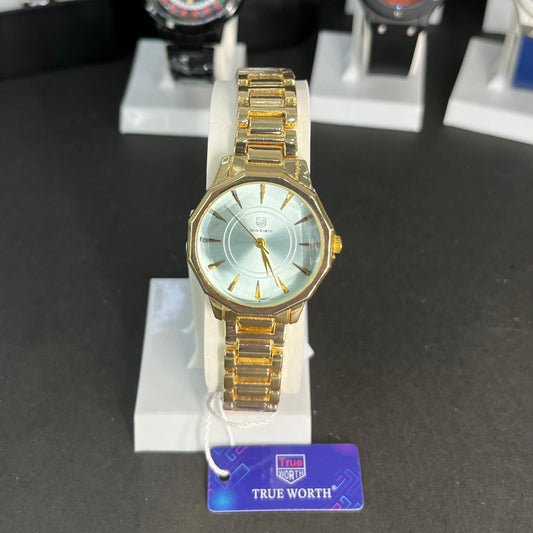 True Worth Women’s Gold Elegance Watch – Small Size with Champagne Dial
