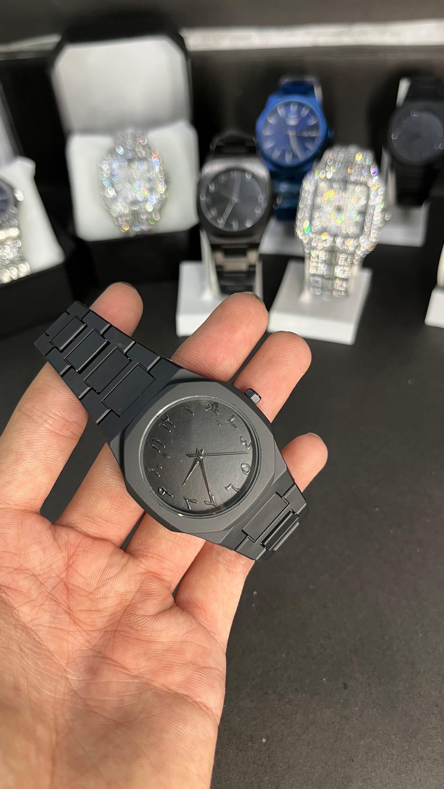 Black Arabic Aura Watch Analog WristWatch