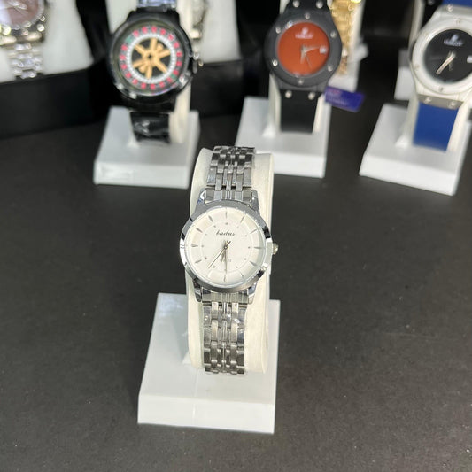 Badus Classic Silver Women Watch – White Dial with Stainless Steel Bracelet