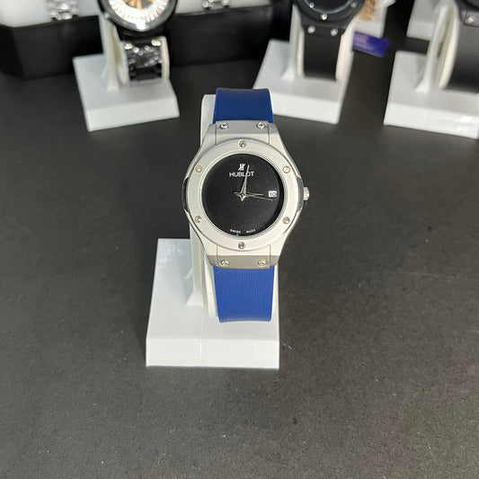 Hublot Ladies Watch – Black Dial with Elegant Blue Strap