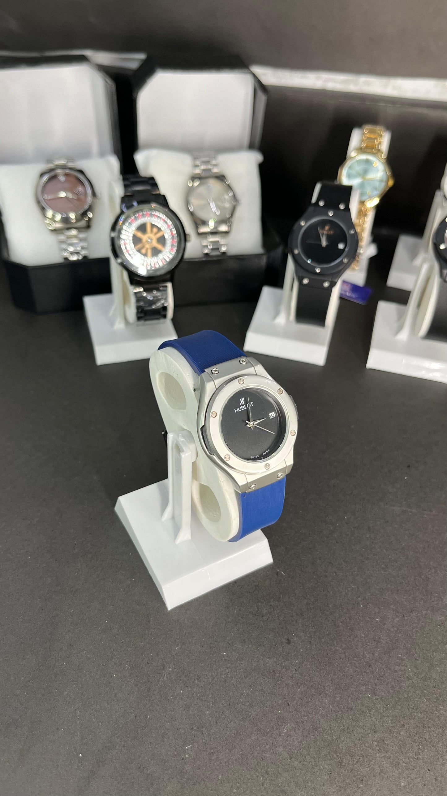 Hublot Ladies Watch – Black Dial with Elegant Blue Strap