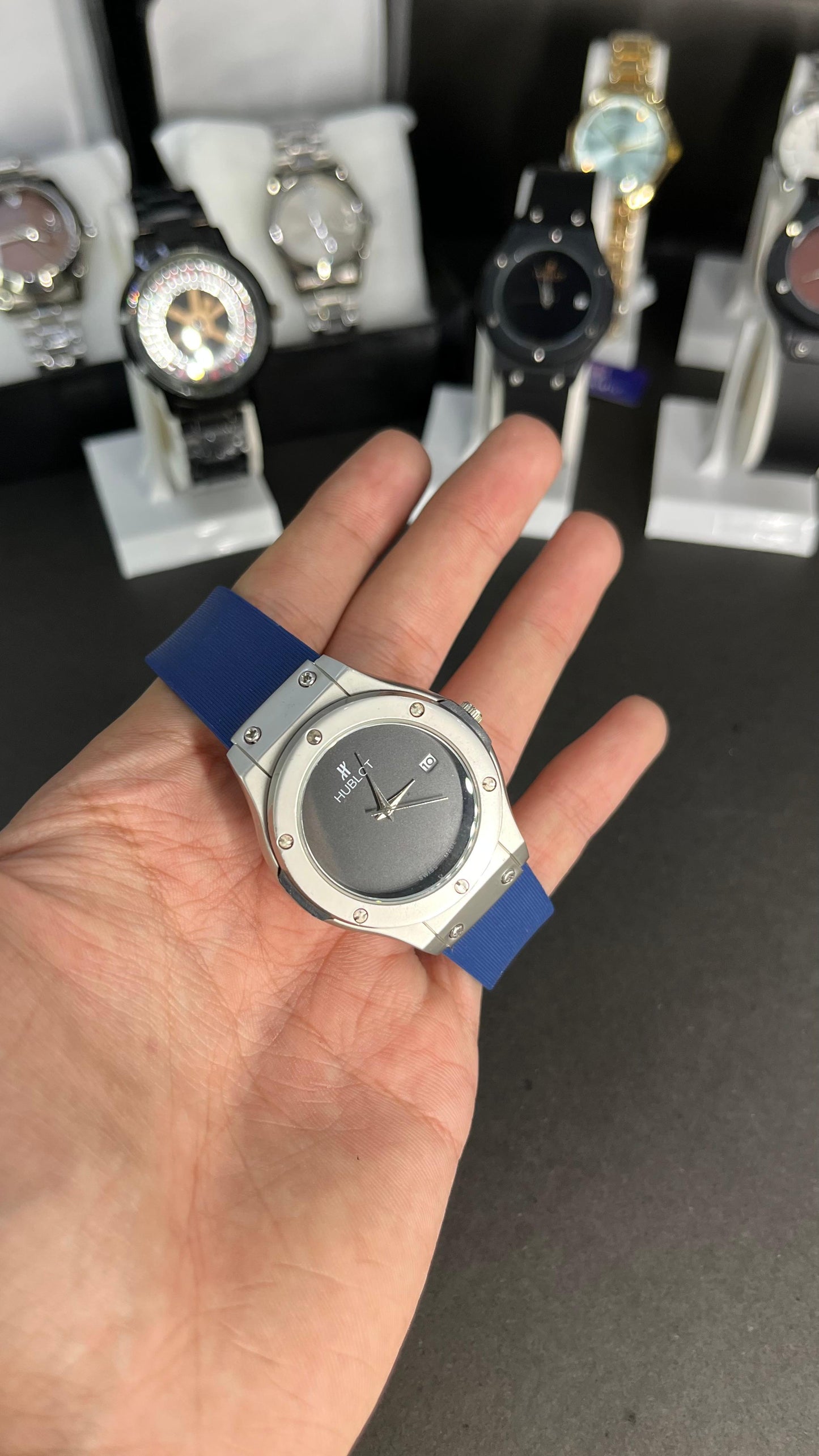 Hublot Ladies Watch – Black Dial with Elegant Blue Strap