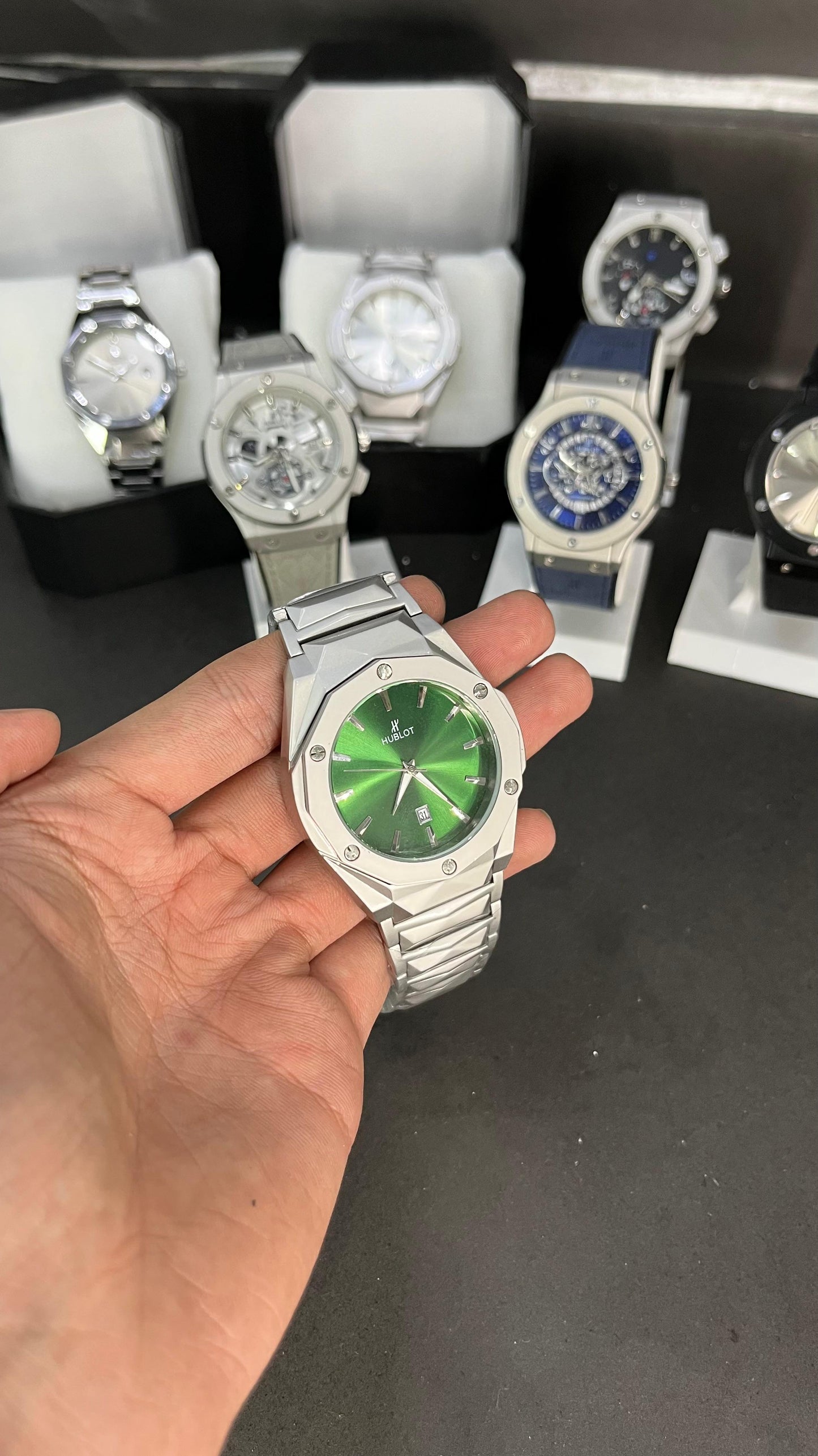 Hublot Men’s Watch – Striking Green Dial with Stainless Steel