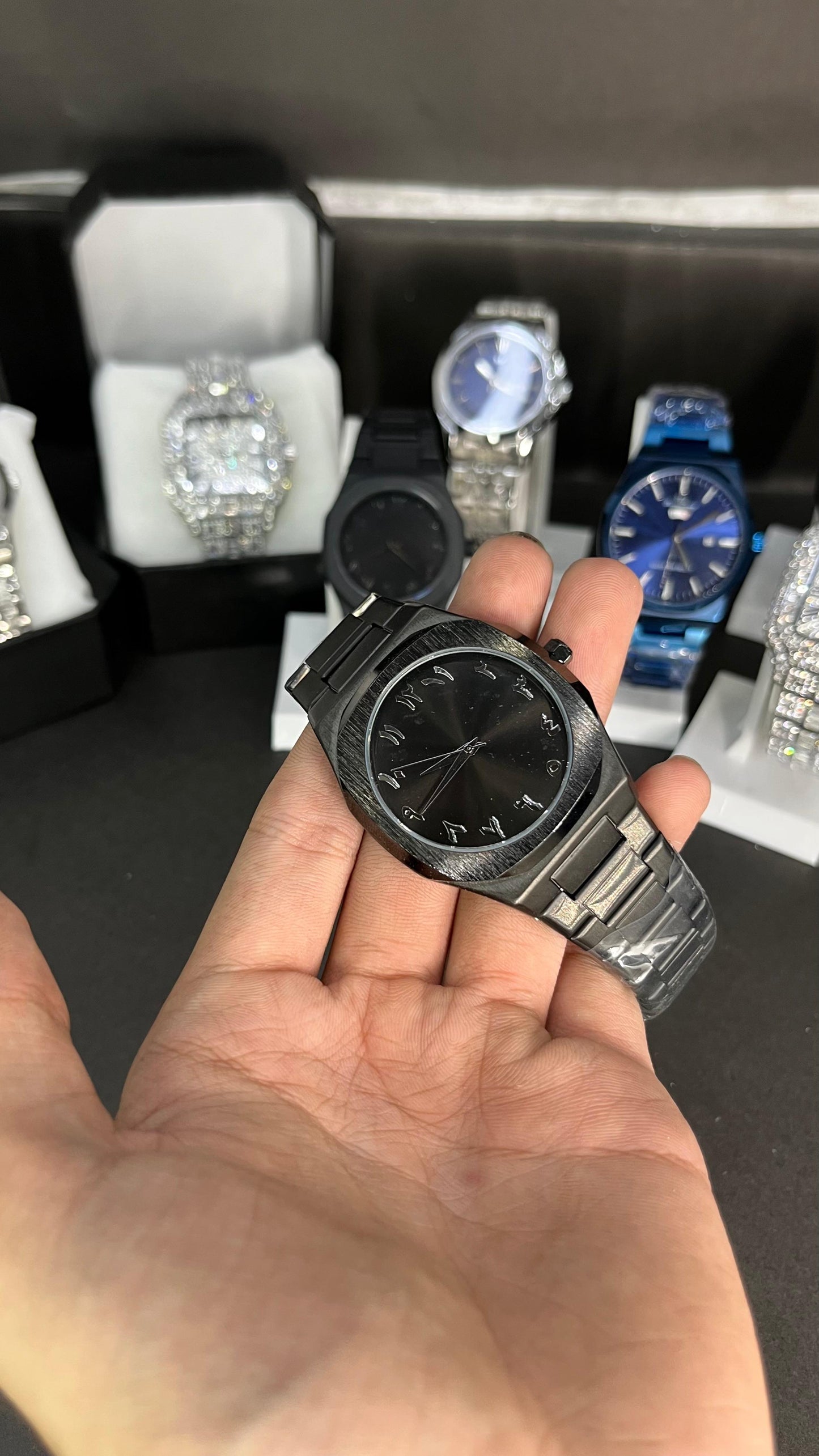 Black Arabic Aura Heavyweight Stainless Steel Watch