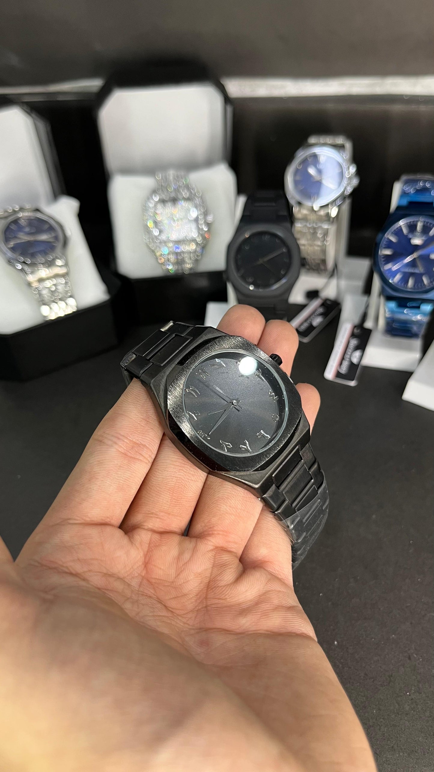 Black Arabic Aura Heavyweight Stainless Steel Watch