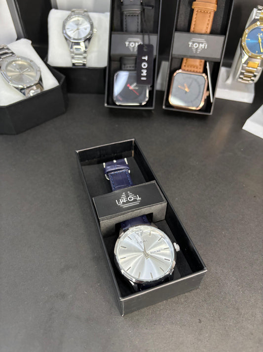 Elegant Black Arabic Dial Leather Strap Watch – Tomi