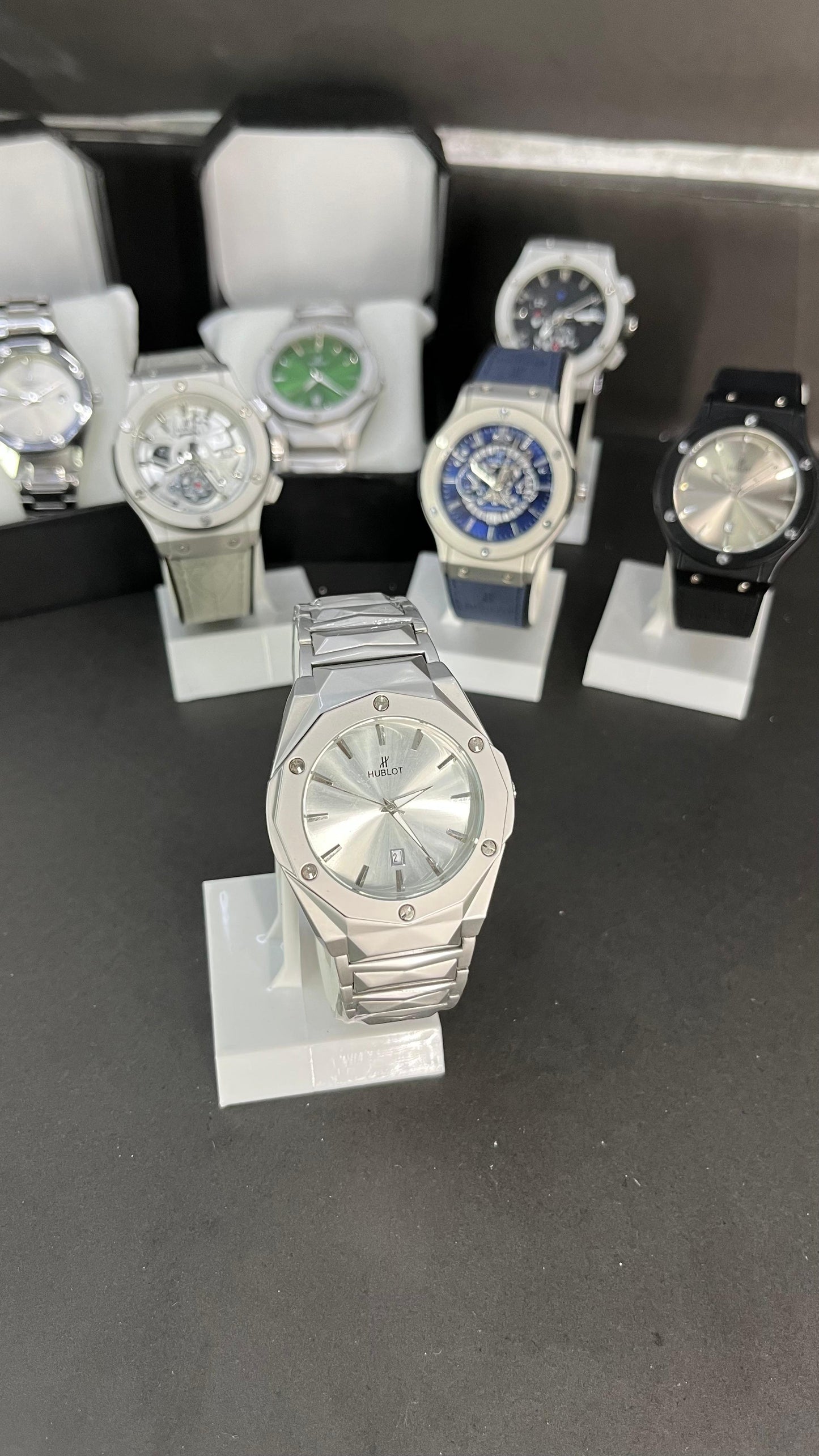 ublot Men’s Watch – Silver Stainless Steel with White Dial