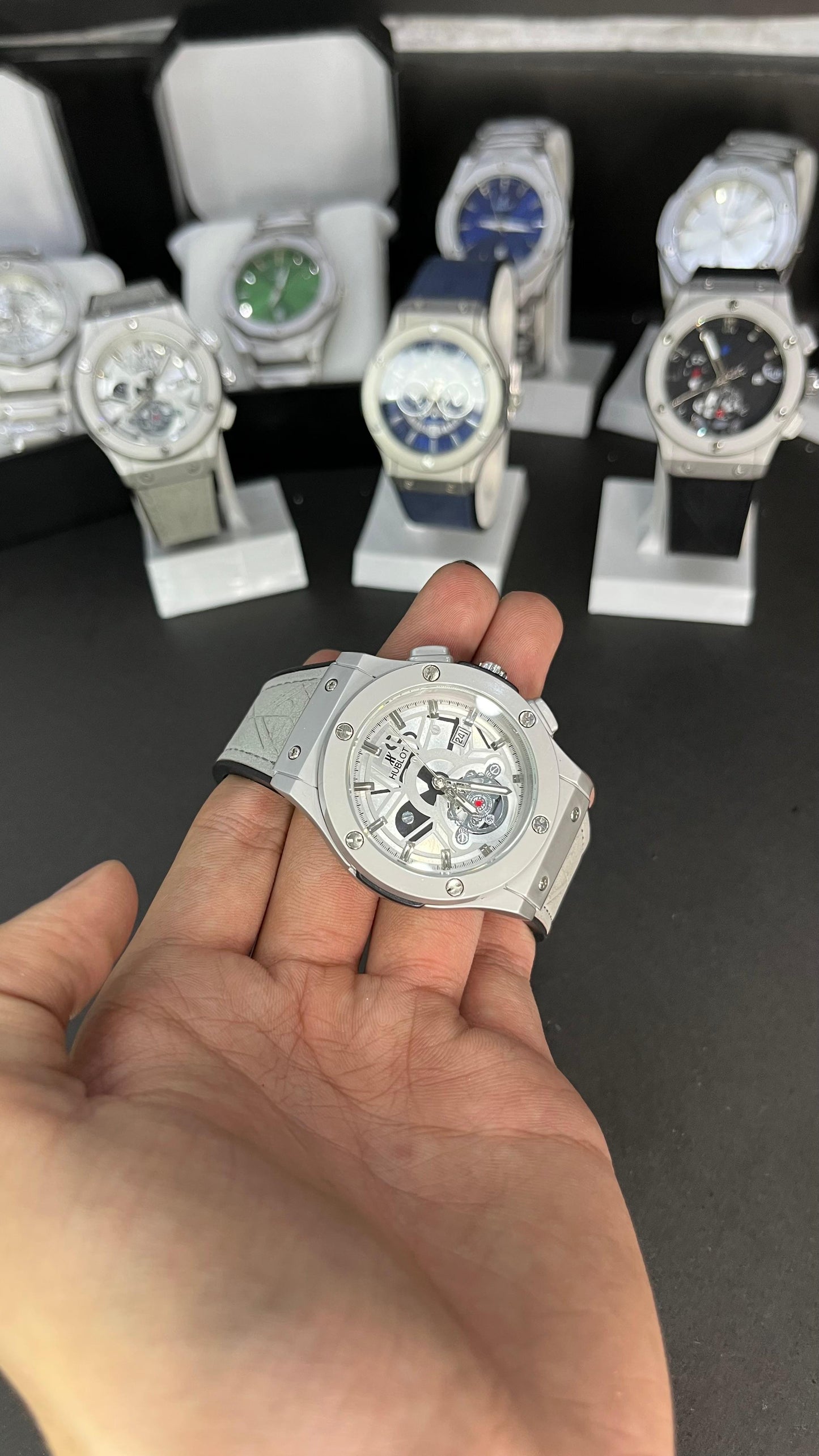 Hublot Men’s Strap Watch – Skeleton Dial with Chronograph Design
