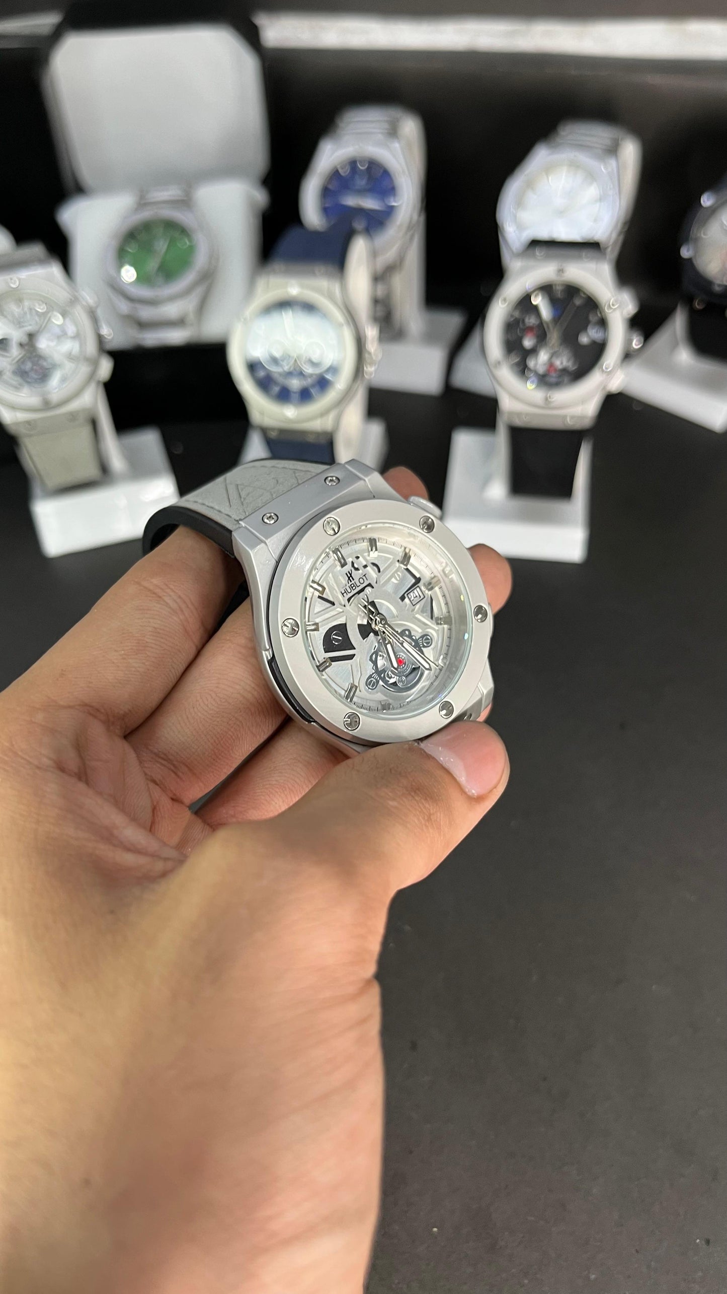 Hublot Men’s Strap Watch – Skeleton Dial with Chronograph Design