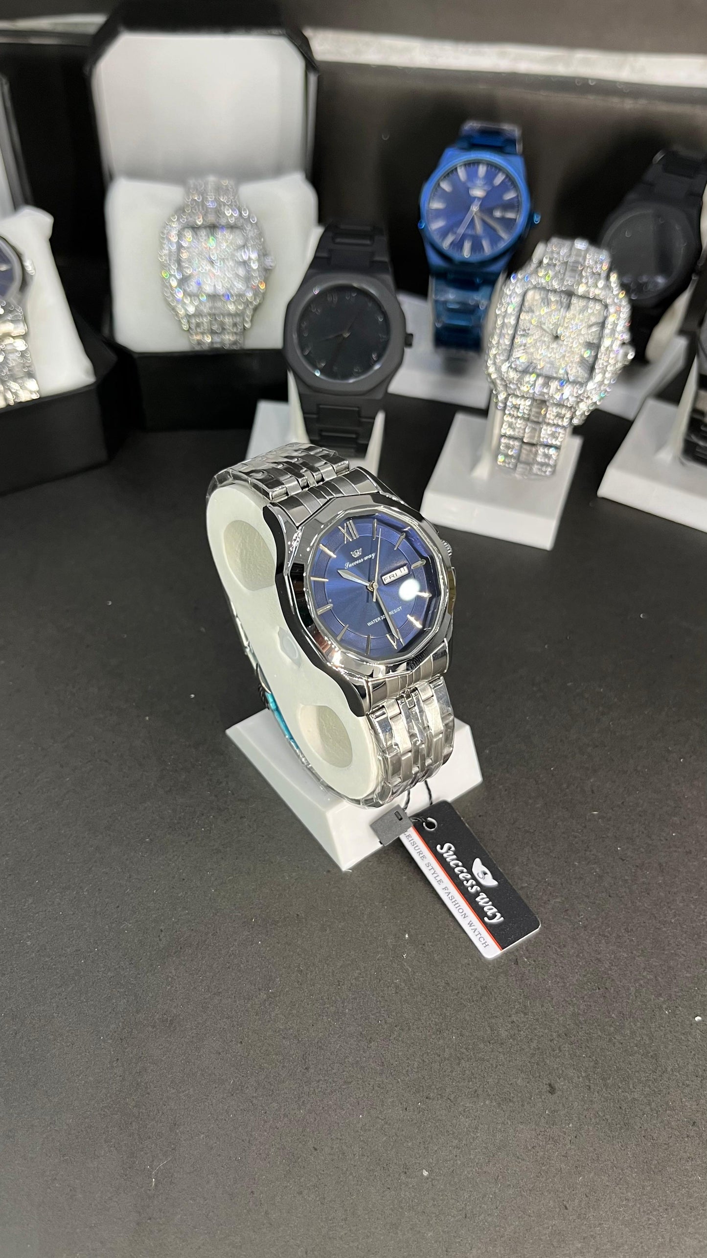 Elegant Blue Dial Stainless Steel Strap Watch – Success Way