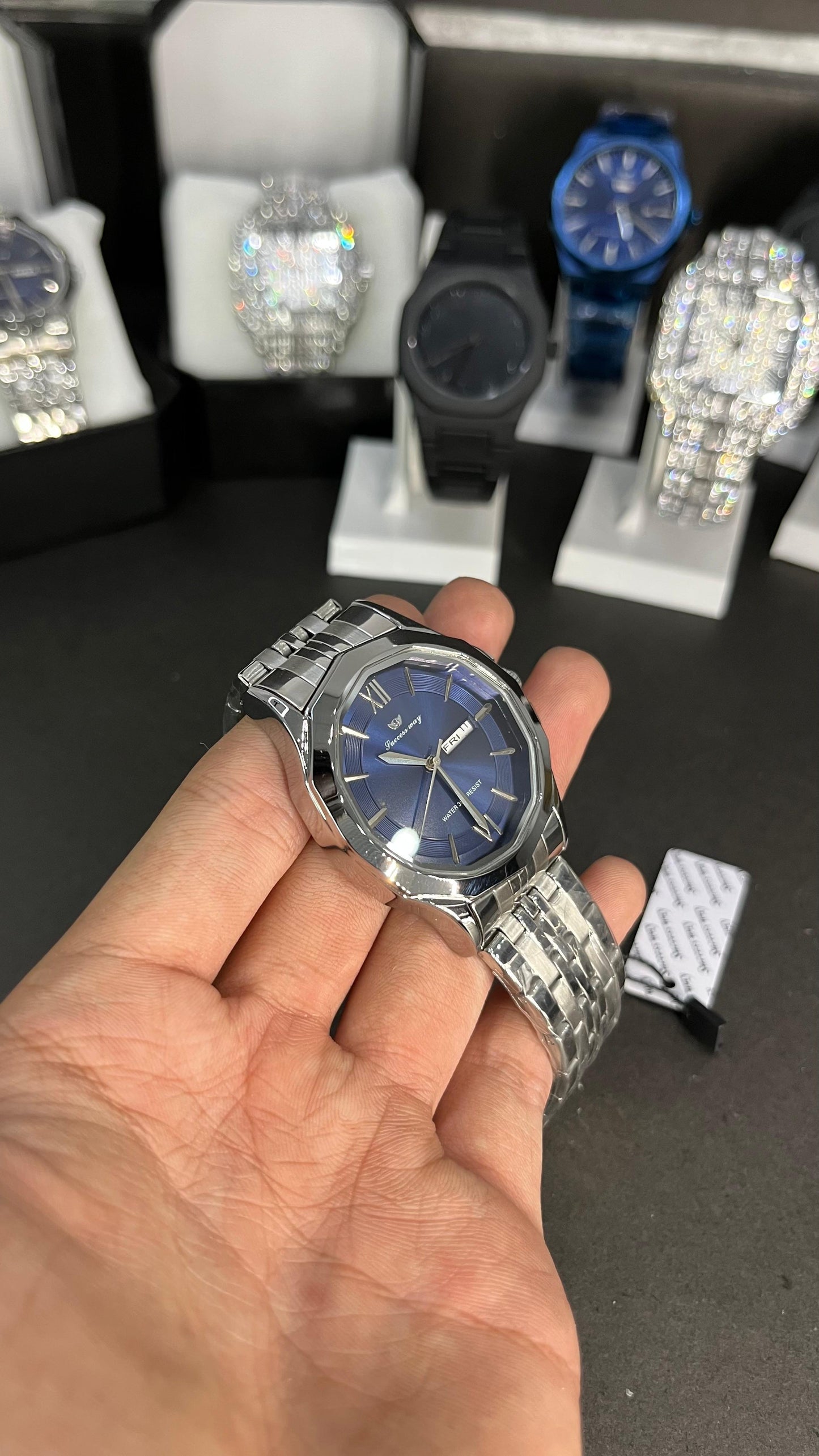 Elegant Blue Dial Stainless Steel Strap Watch – Success Way