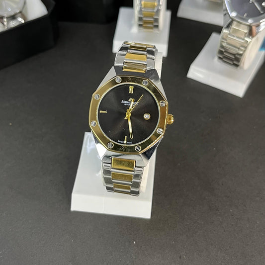 Luxury Two-Tone Black Dial Automatic Watch – Stainless Steel & Gold Finish