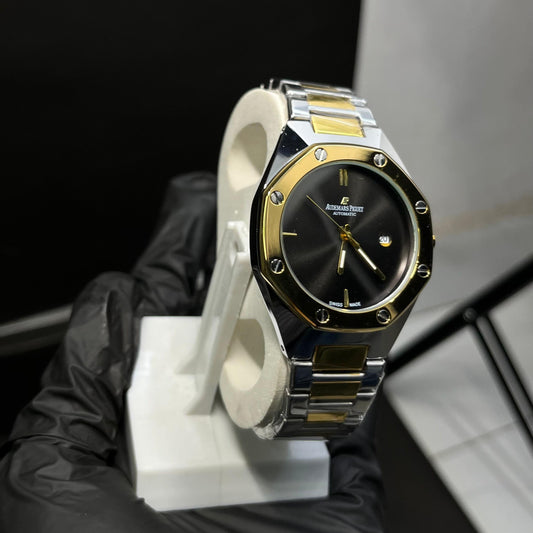 Luxury Two-Tone Black Dial Automatic Watch – Stainless Steel & Gold Finish