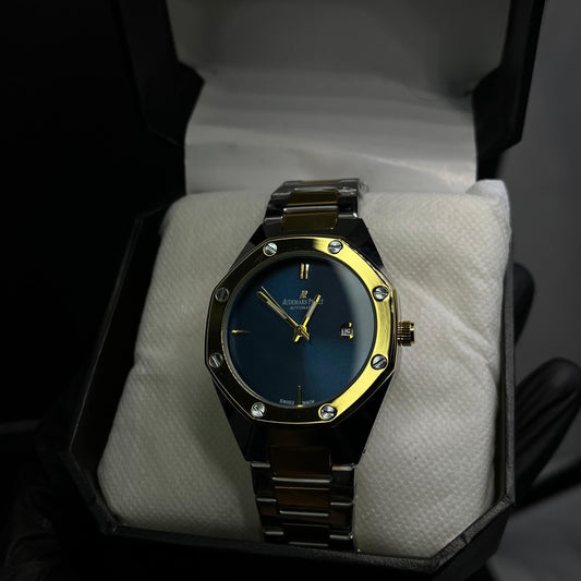 Luxury Blue Dial Two-Tone Automatic Watch – Stainless Steel & Gold Bezel