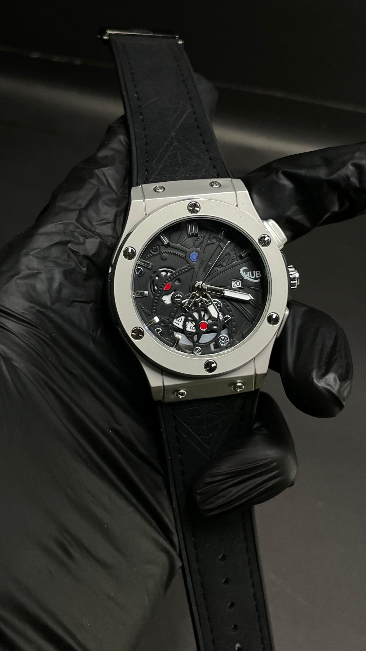 Hublot Men’s Luxury Strap Watch – Black Dial with Chronograph Design