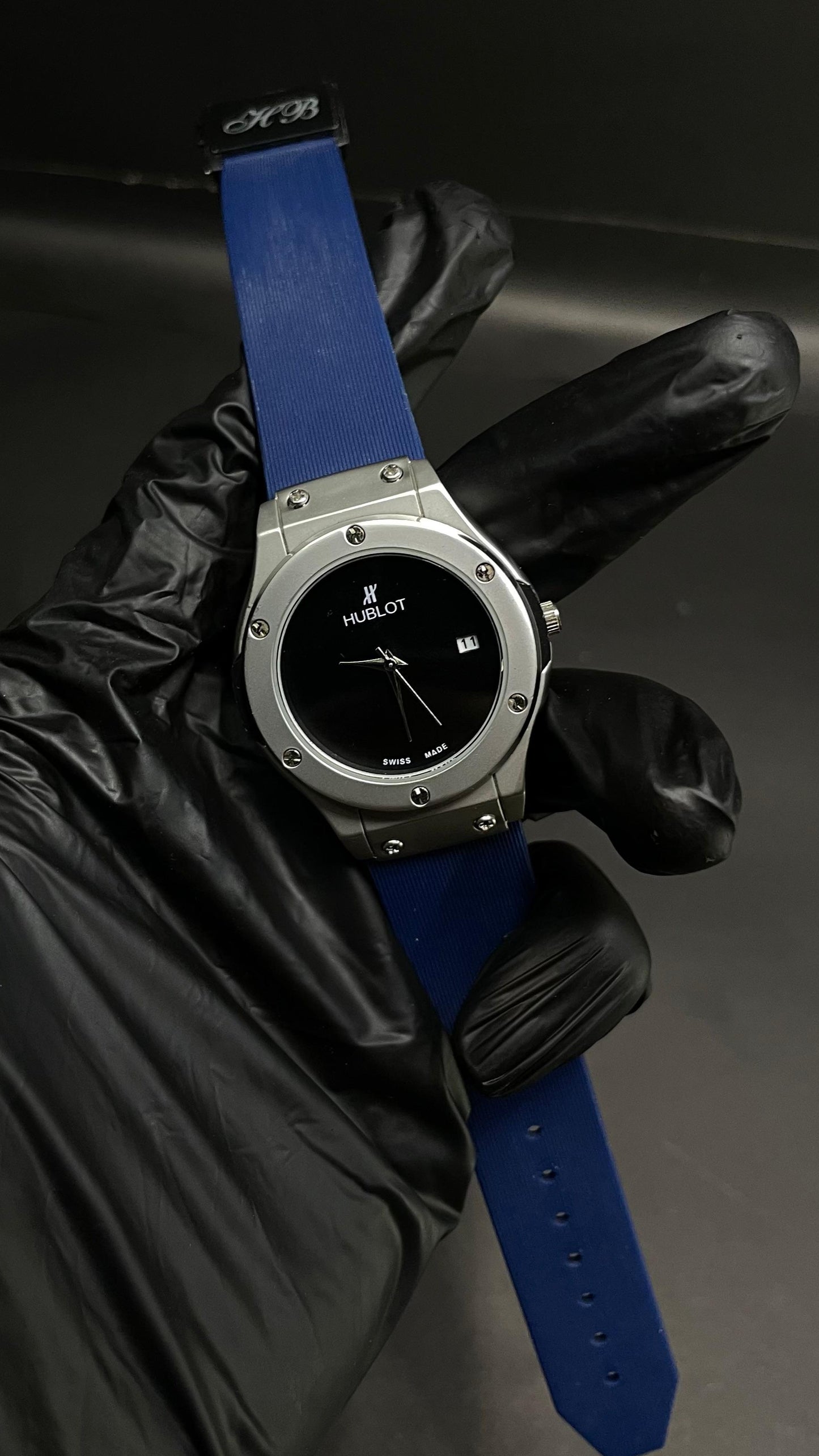 Hublot Ladies Watch – Black Dial with Elegant Blue Strap