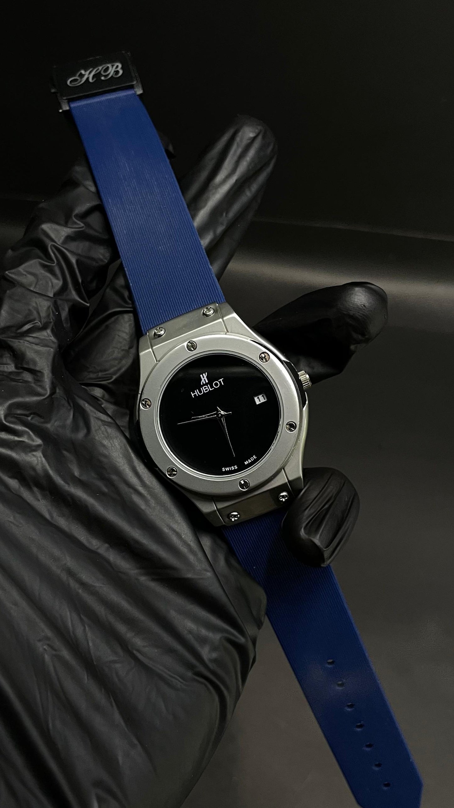 Hublot Ladies Watch – Black Dial with Elegant Blue Strap