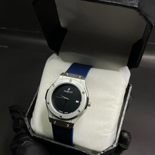 Hublot Ladies Watch – Black Dial with Elegant Blue Strap