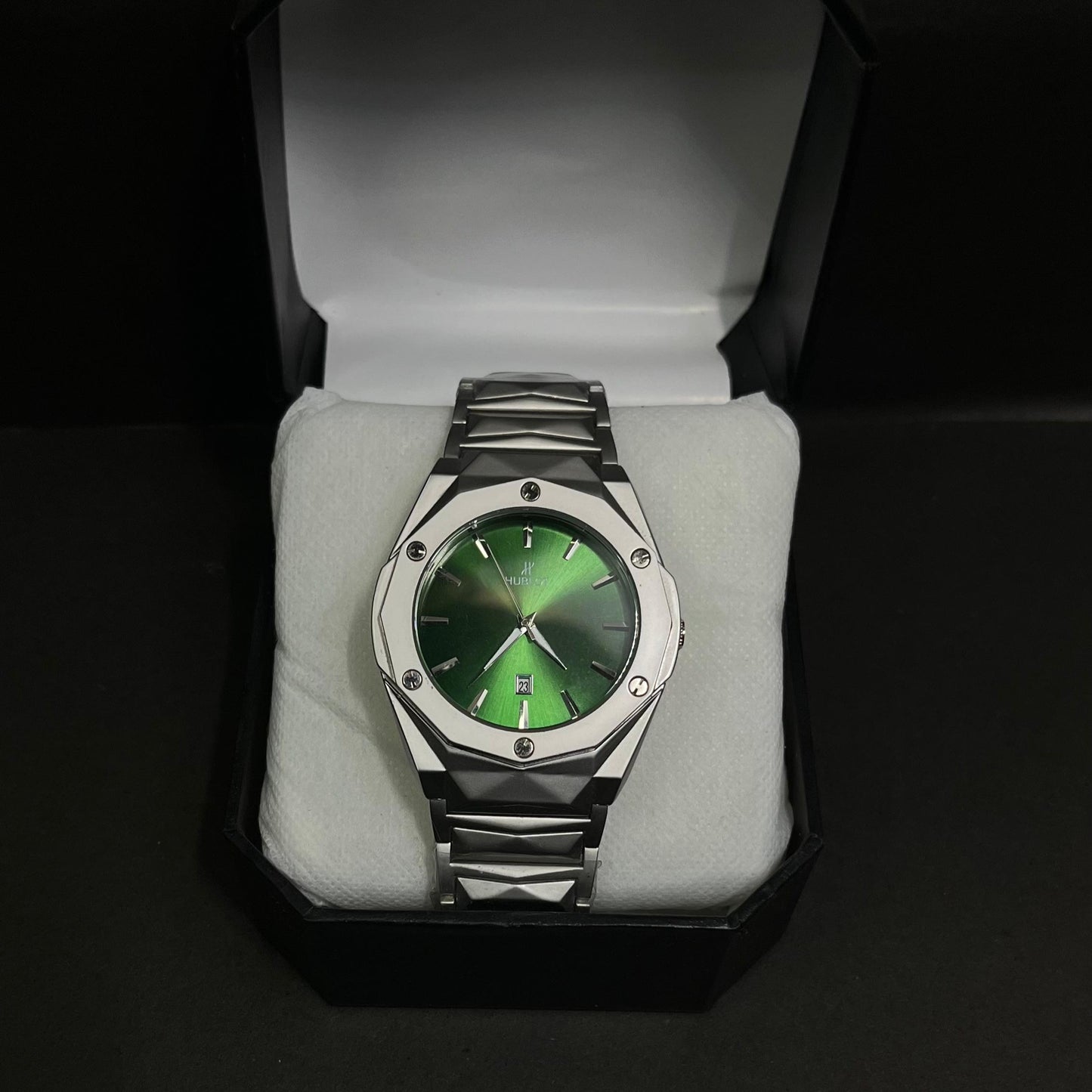Hublot Men’s Watch – Striking Green Dial with Stainless Steel