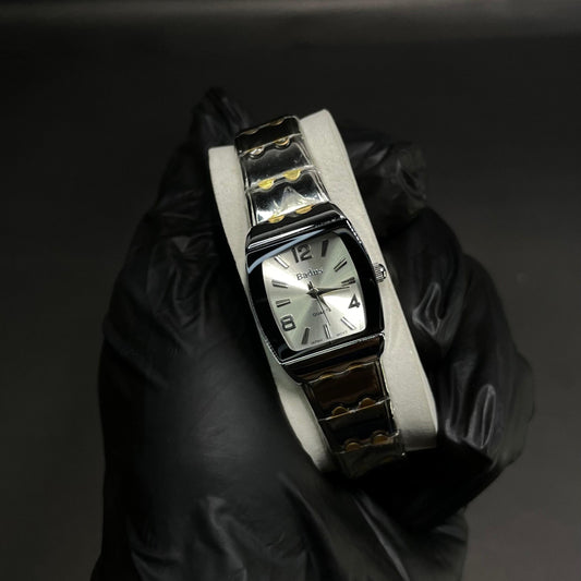 Elegant Ladies Silver & Gold Two-Tone Bracelet Watch – White Dial