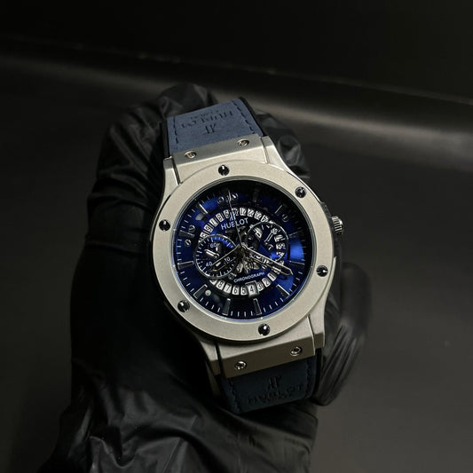Luxury Hublot Strap Watch with Elegant Blue Dial