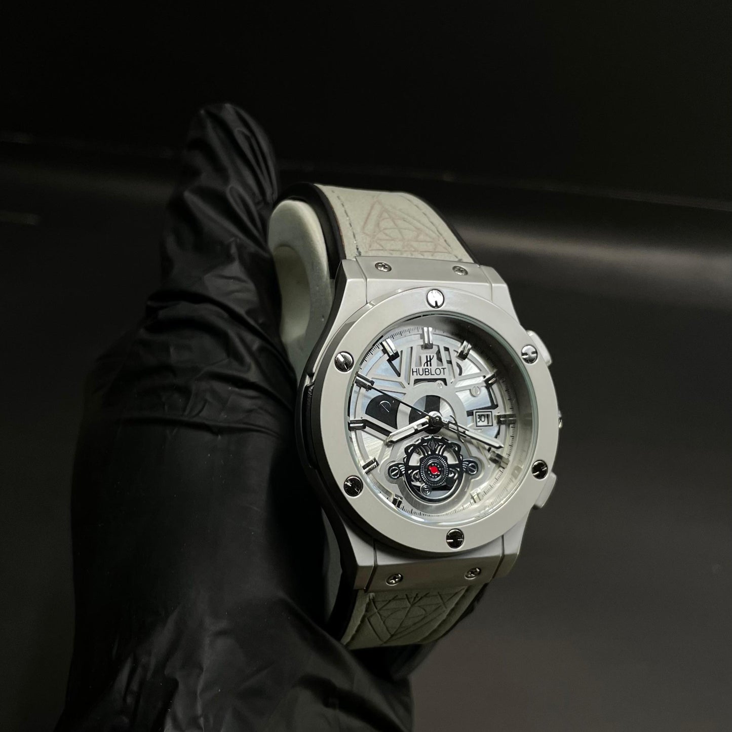 Hublot Men’s Strap Watch – Skeleton Dial with Chronograph Design