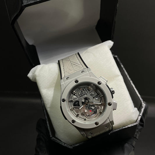Hublot Men’s Strap Watch – Skeleton Dial with Chronograph Design
