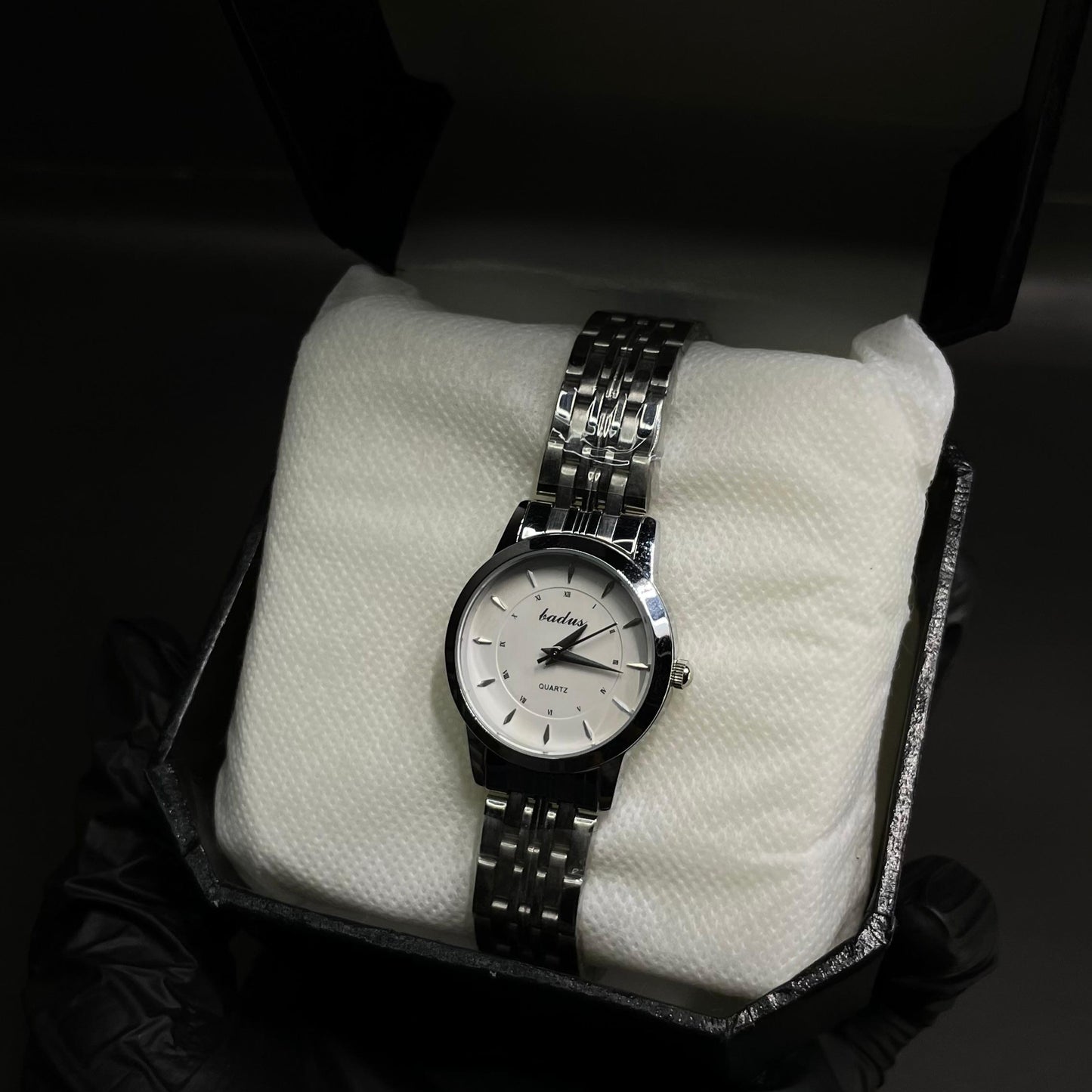 Badus Classic Silver Women Watch – White Dial with Stainless Steel Bracelet