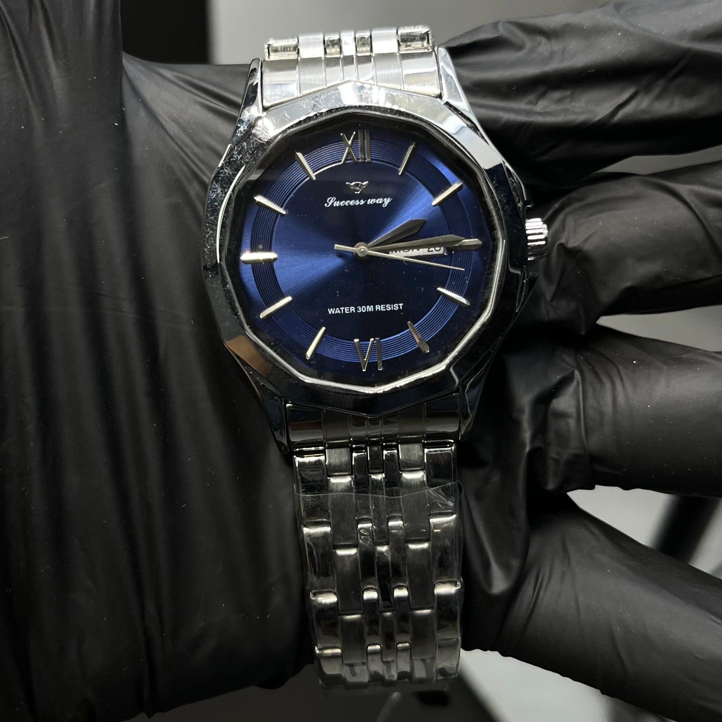 Elegant Blue Dial Stainless Steel Strap Watch – Success Way