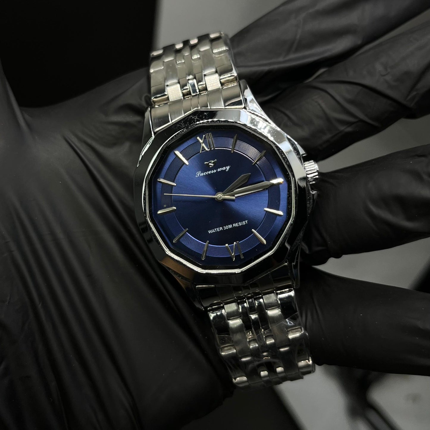 Elegant Blue Dial Stainless Steel Strap Watch – Success Way