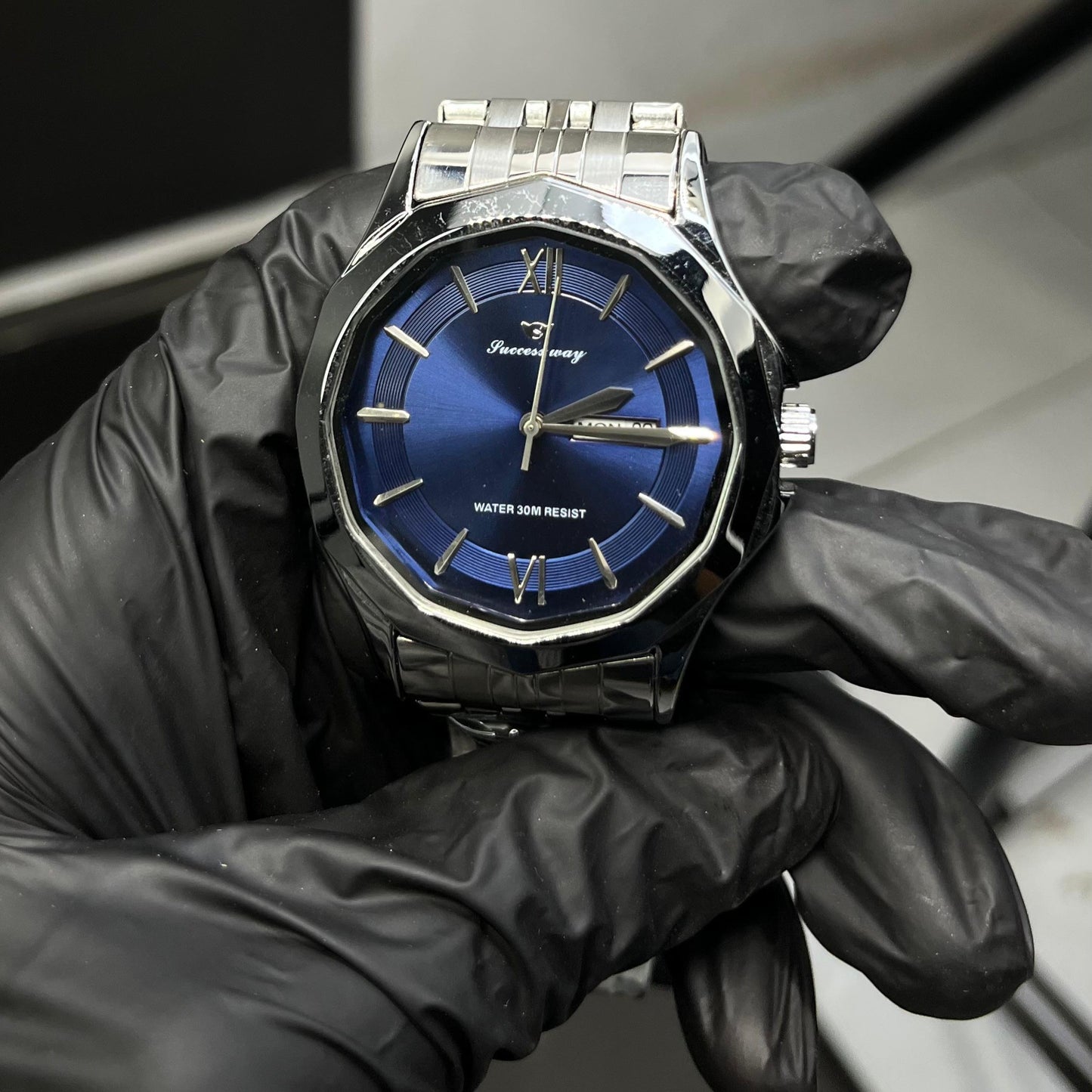Elegant Blue Dial Stainless Steel Strap Watch – Success Way