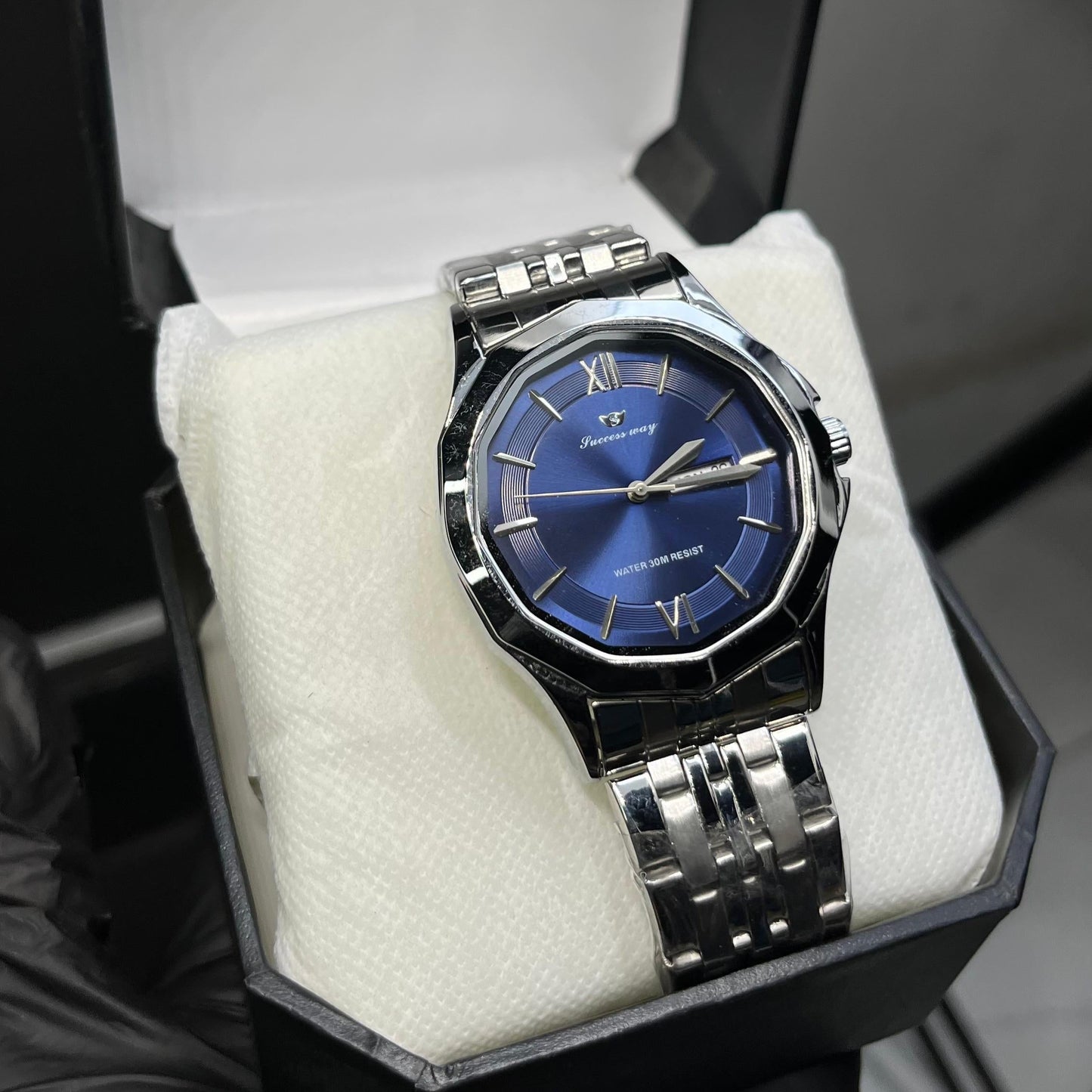 Elegant Blue Dial Stainless Steel Strap Watch – Success Way