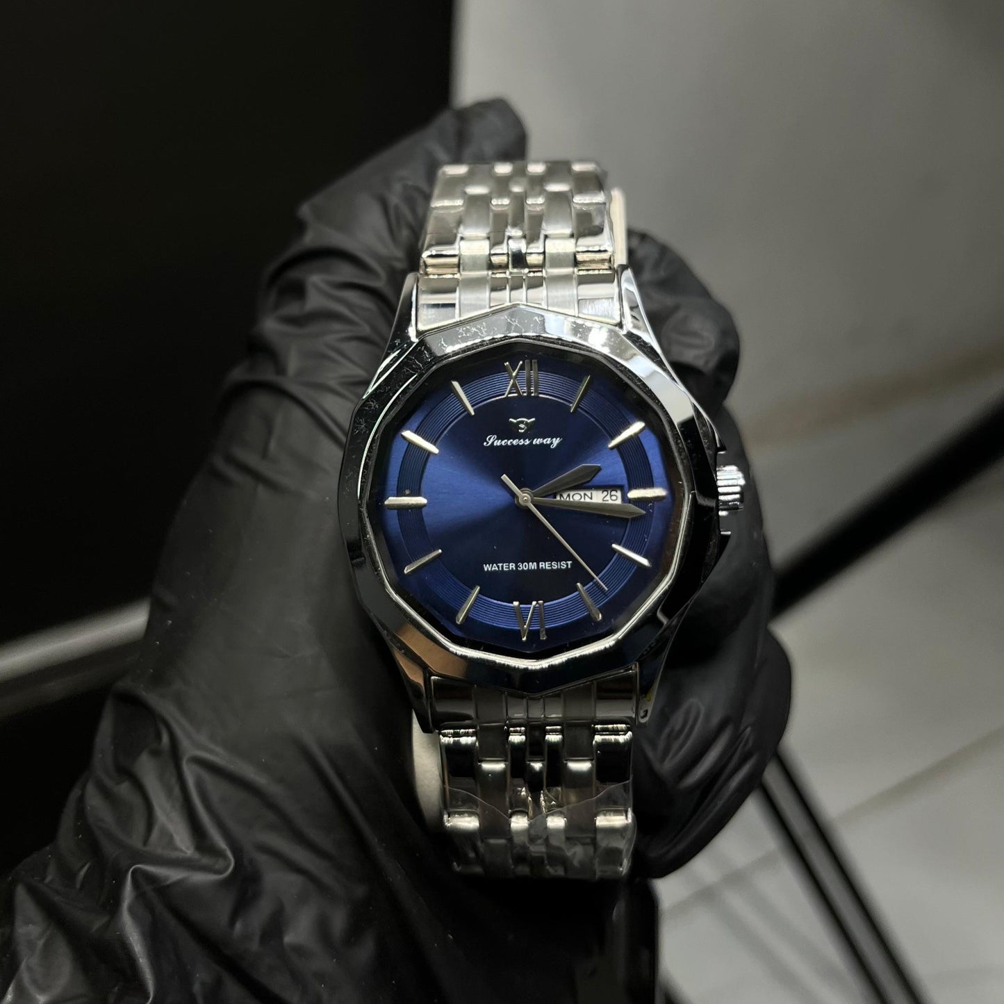 Elegant Blue Dial Stainless Steel Strap Watch – Success Way