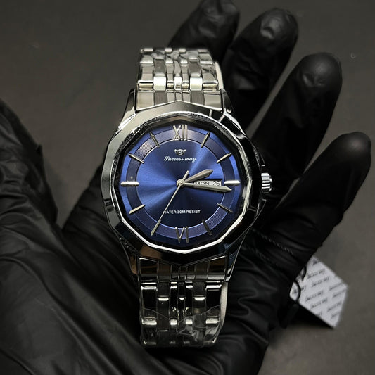 Elegant Blue Dial Stainless Steel Strap Watch – Success Way