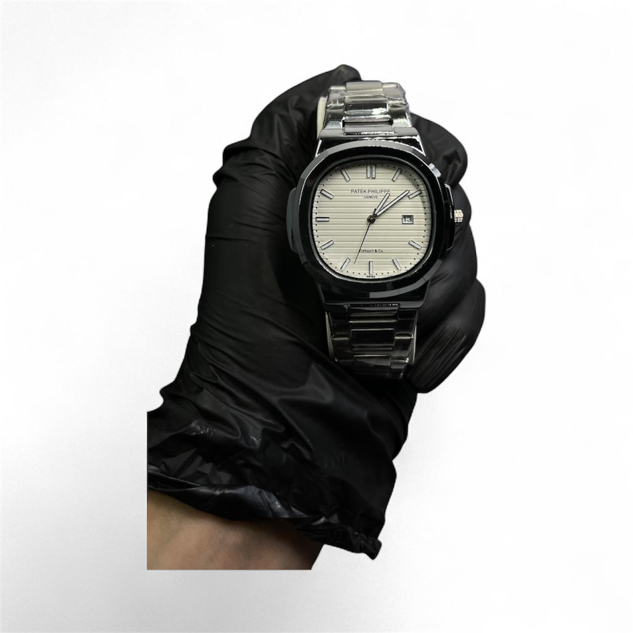 Patek Philippe White Dial Silver Chain Watch – Premium Quality with Box