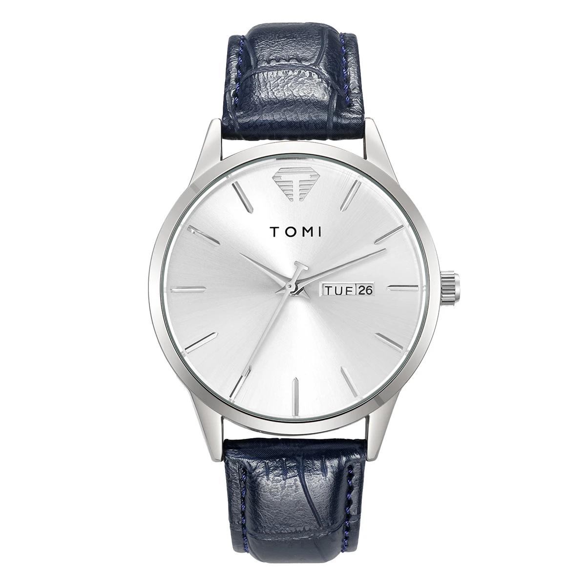 Elegant Black Arabic Dial Leather Strap Watch – Tomi